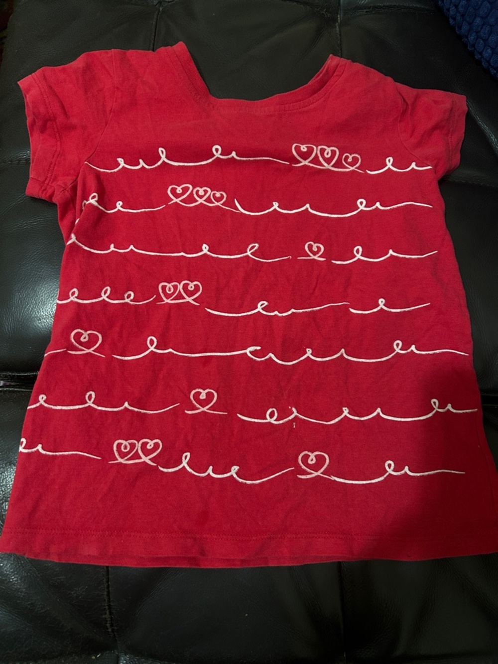 Hanna Andersson Red Tee with White Heart Wave Print